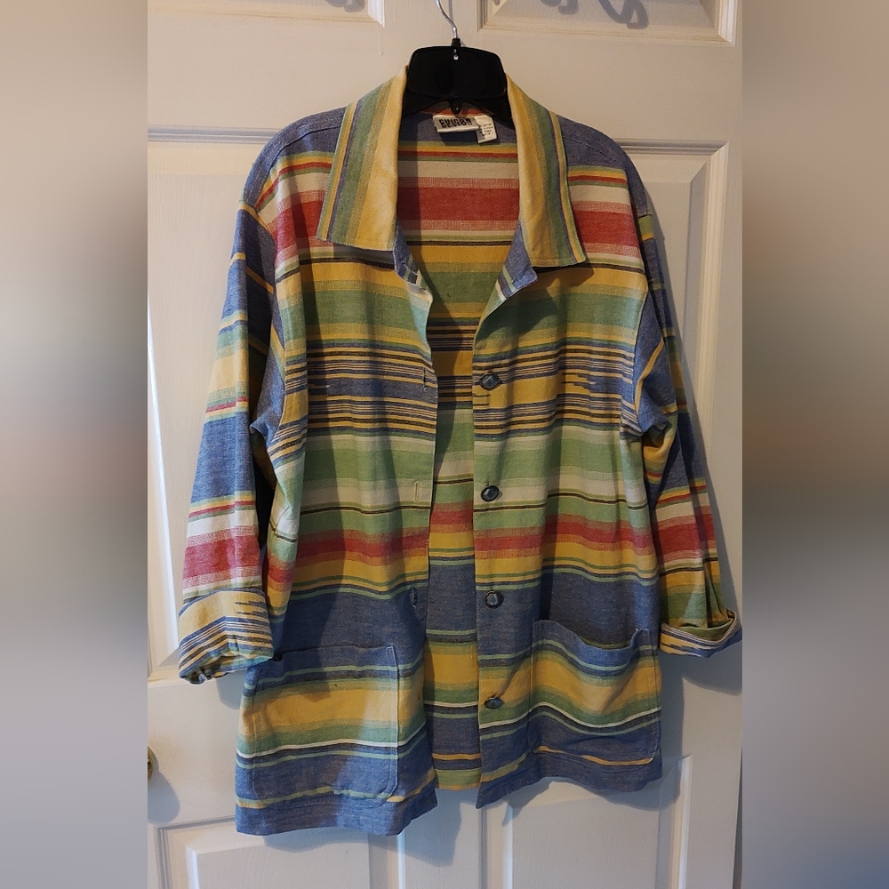 Vintage Chicos Design Oversized Button Down Blazer, Size 2, Multi Color - Picture 5 of 9